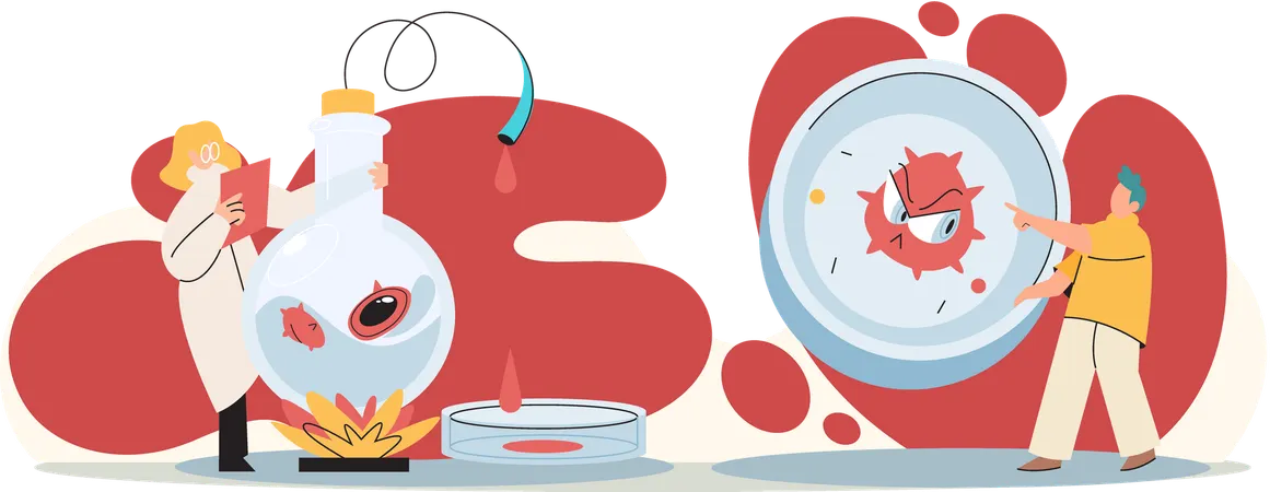 Scientist doing experiment on virus  Illustration