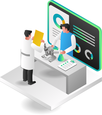 Scientist doing experiment to find data  Illustration