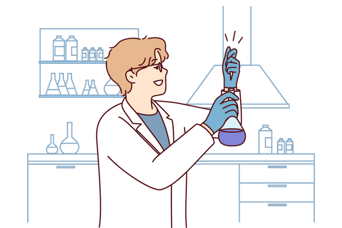 Scientist doing experiment with liquid  Illustration