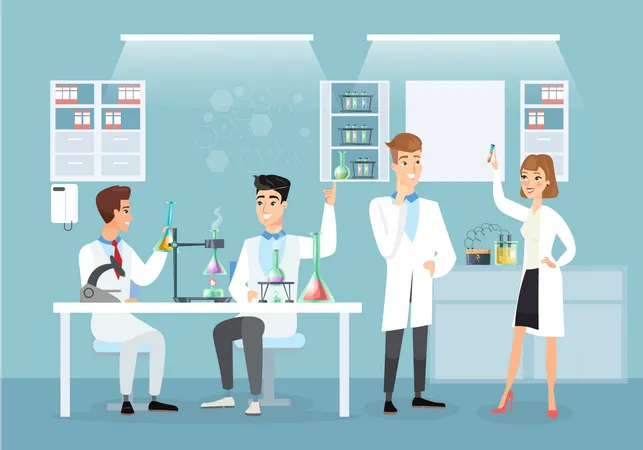 Scientist doing experimentation in laboratory  Illustration