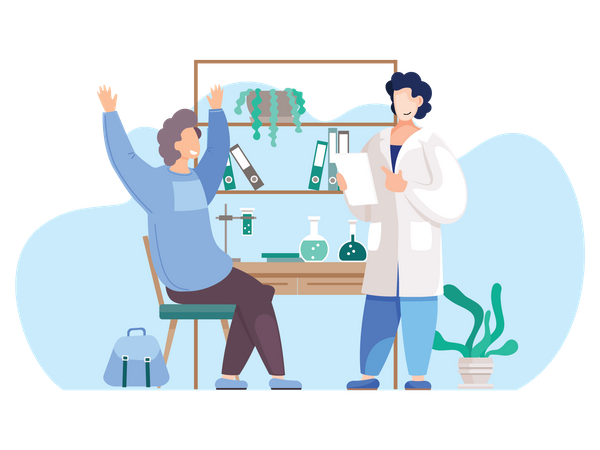 Scientist doing lab research Illustration