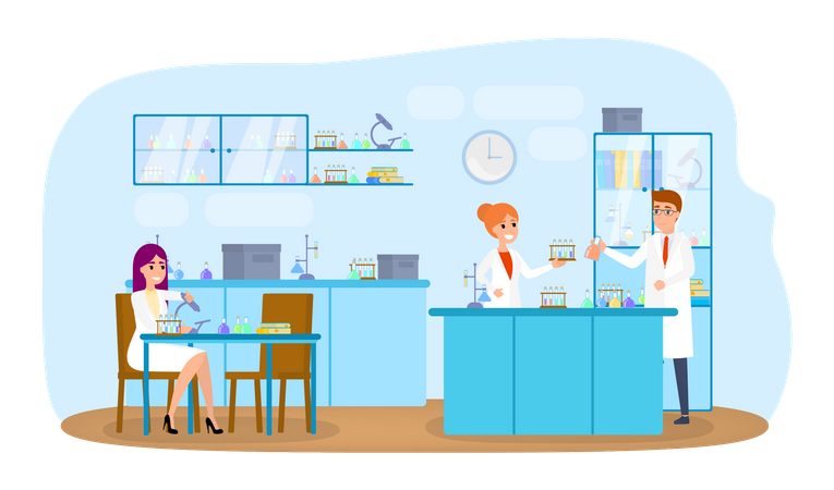 Scientist doing laboratory experiement Illustration