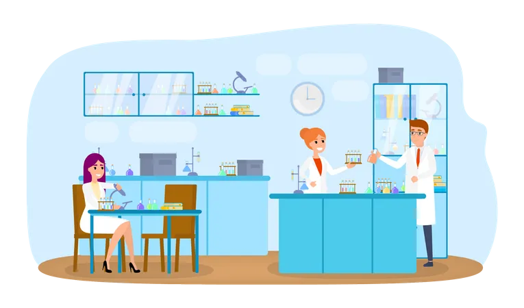 Scientist doing laboratory experiement  Illustration