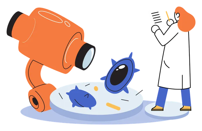 Scientist doing medical research in laboratory  Illustration