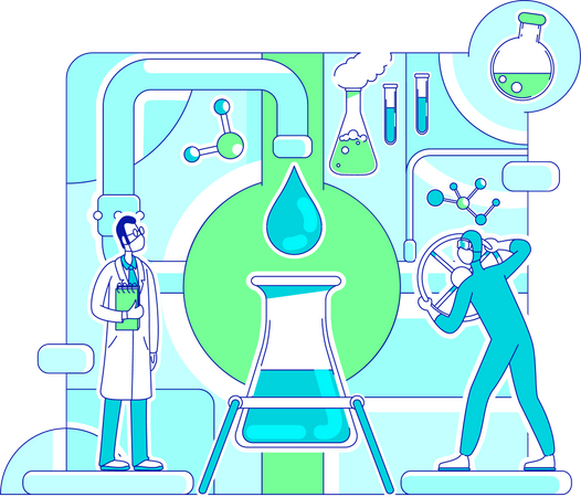 Scientist doing molecule analysis  Illustration