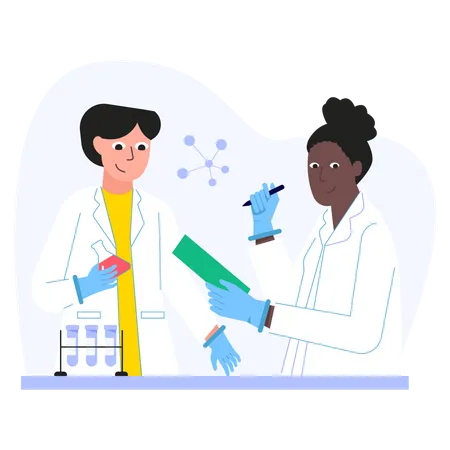 Scientist Doing Molecule Research In Lab  Illustration