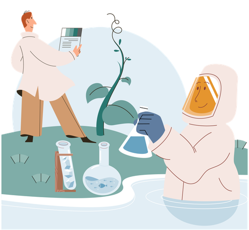 Scientist doing nature testing  Illustration