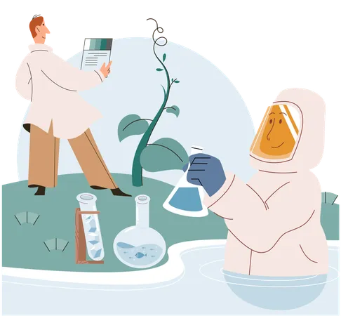 Scientist doing nature testing  Illustration