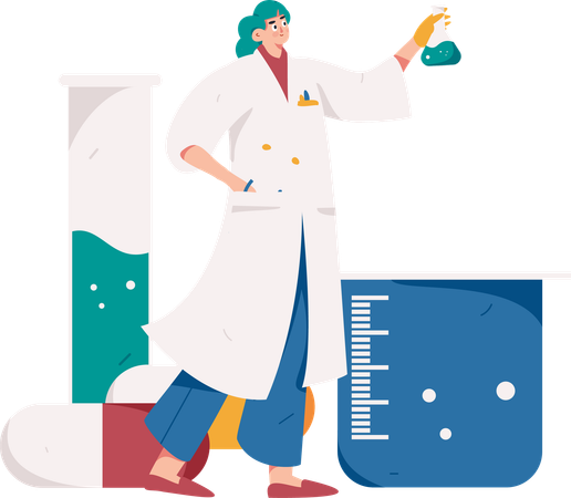 Scientist Doing Research  Illustration