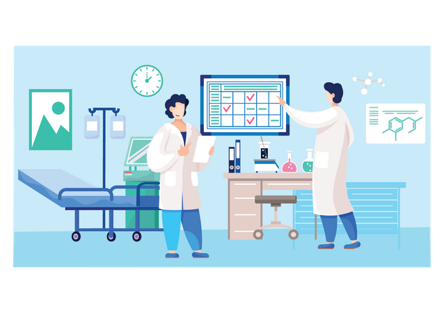 Scientist doing research in hospital  Illustration