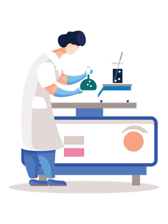 Scientist doing research in lab Illustration