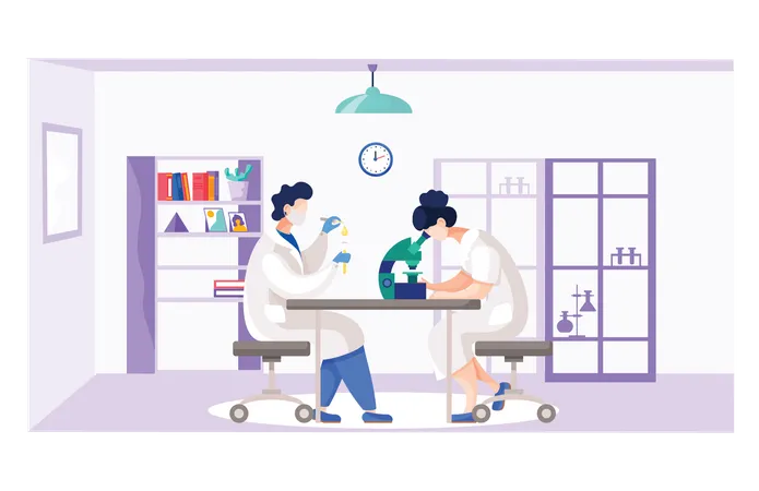 Scientist doing research in lab Illustration