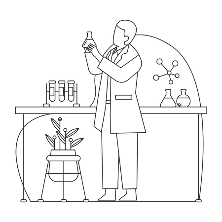 Scientist doing research in lab  Illustration