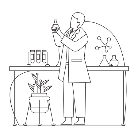 Scientist doing research in lab  Illustration