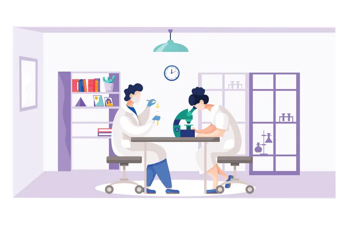 Scientist doing research in lab  Illustration