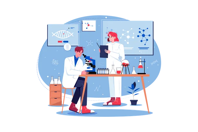 Scientist doing research on biological statistics  Illustration