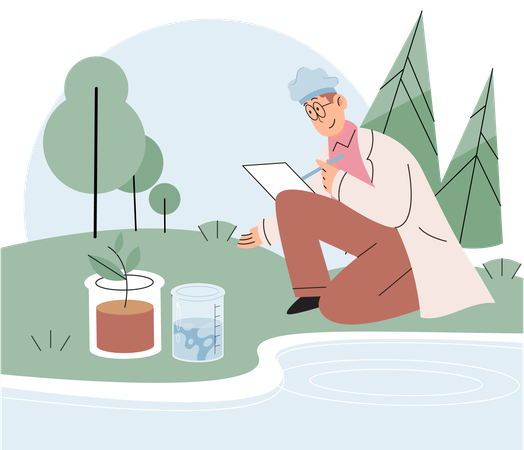 Scientist doing research on nature  Illustration