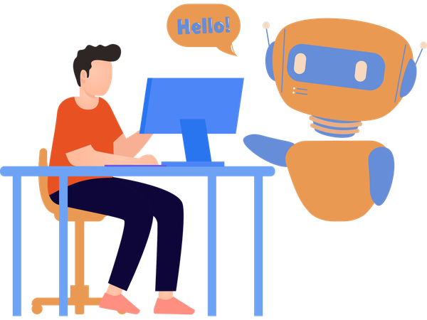 Scientist doing Robot communication  Illustration