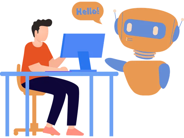 Scientist doing Robot communication  Illustration