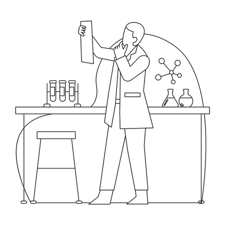 Scientist Doing Scientific Research In Lab  Illustration