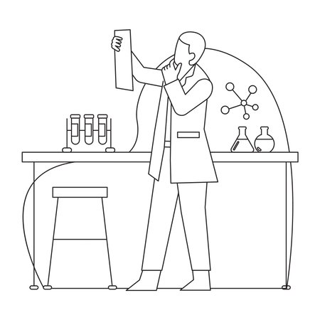 Scientist Doing Scientific Research In Lab  Illustration