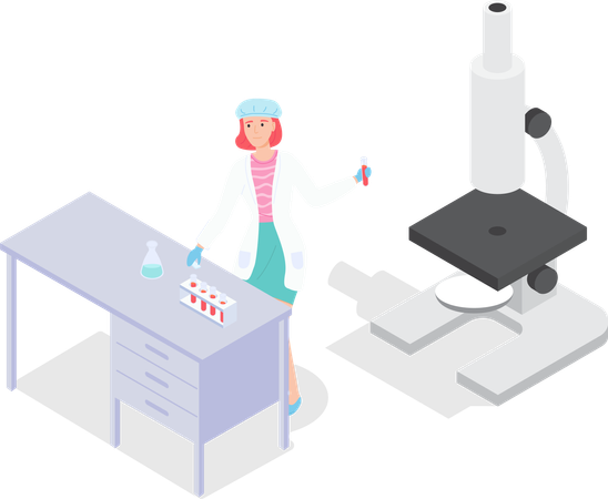 Scientist Doing Scientific Test  Illustration