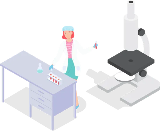 Scientist Doing Scientific Test  Illustration