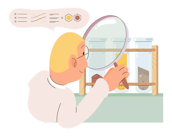 Scientist doing soil quality analysis  Illustration