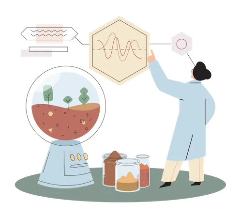 Scientist doing soil structure control  Illustration