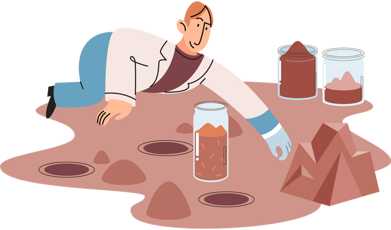 Scientist doing soil testing  Illustration