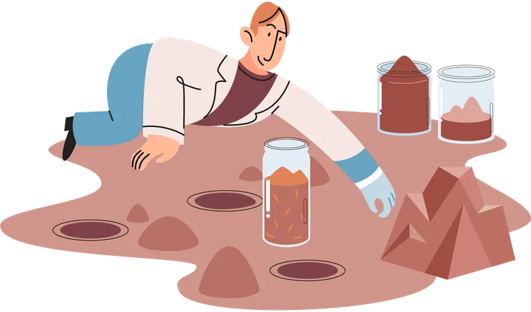 Scientist doing soil testing  Illustration