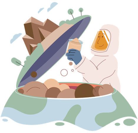 Scientist doing soil testing  Illustration