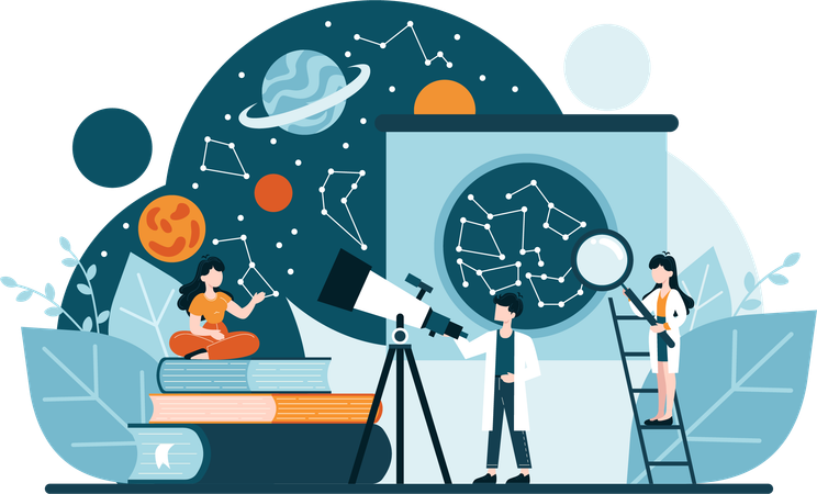 Scientist doing space research  Illustration