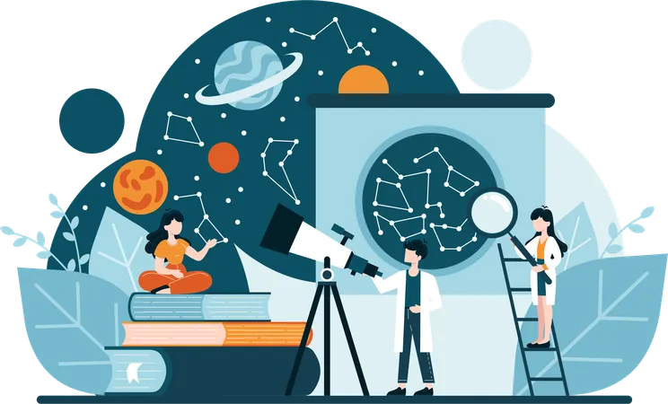 Scientist doing space research  Illustration