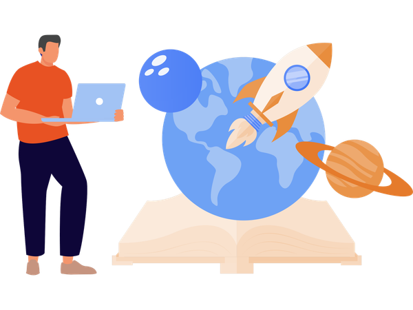 Scientist doing Space study  Illustration