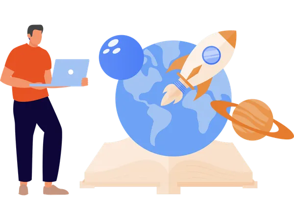 Scientist doing Space study  Illustration