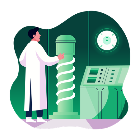 Scientist doing time travel  Illustration
