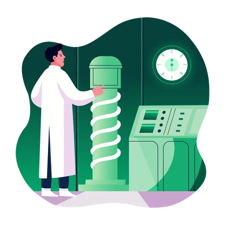 Scientist doing time travel  Illustration