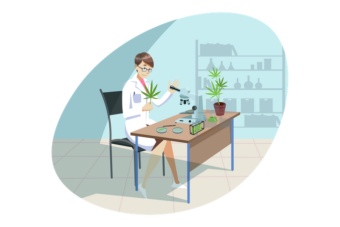 Scientist experiment on Plant  イラスト