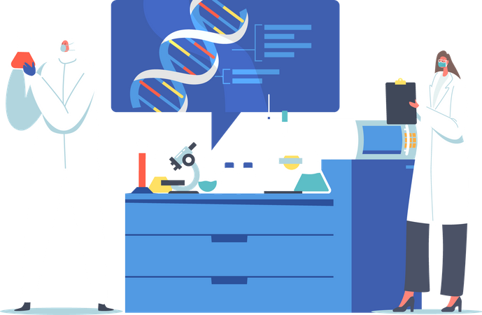 Scientist experimenting on DNA  Illustration