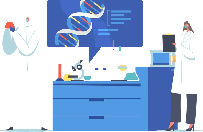 Scientist experimenting on DNA  Illustration