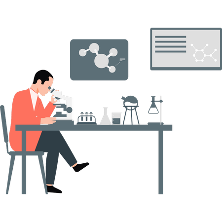 Scientist experimenting on substances  Illustration