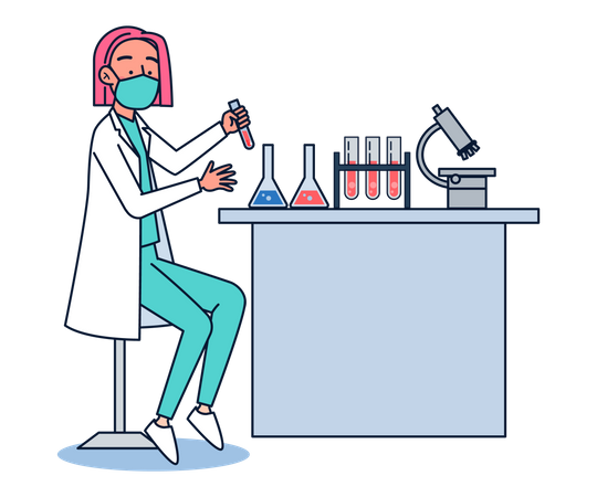 Scientist experiments in laboratory Illustration