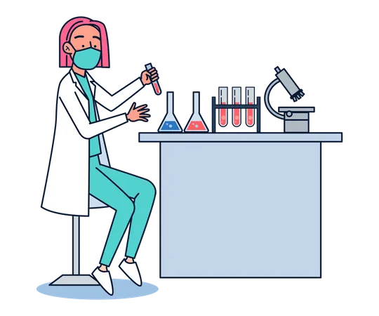 Scientist experiments in laboratory  Illustration