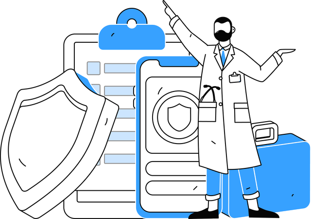 Scientist explains insurance policy terms conditions  Illustration