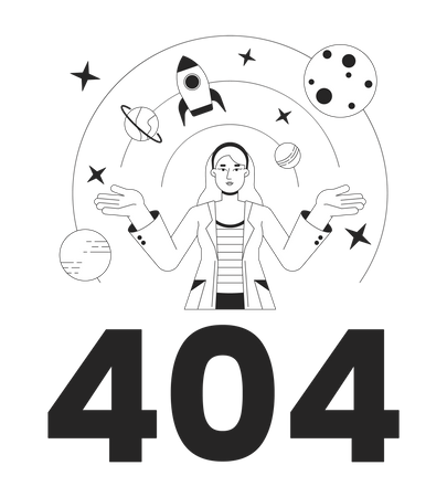 Scientist explore galaxy error 404  Illustration