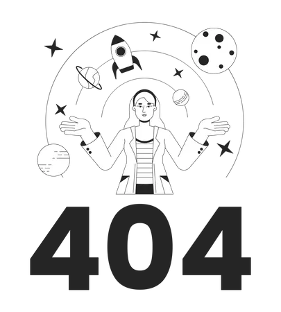 Scientist explore galaxy error 404 Illustration