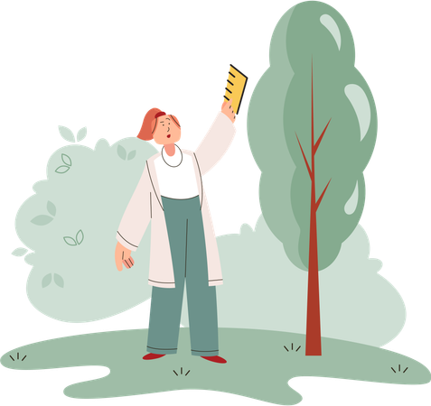 Scientist explores vegetable life and plants in nature  Illustration