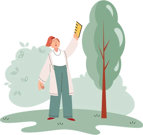 Scientist explores vegetable life and plants in nature  Illustration