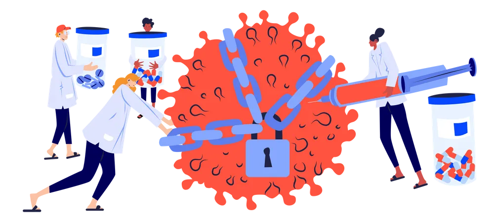 Scientist fighting with coronavirus  Illustration